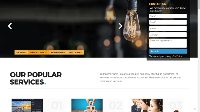 Outsource2india website screenshot