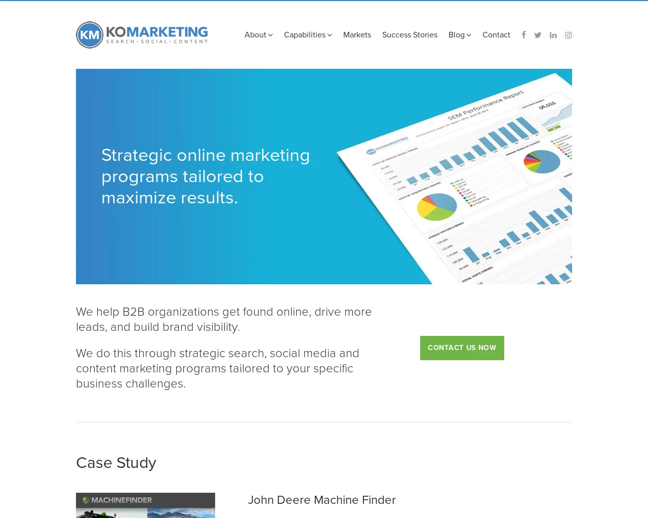 KoMarketing website screenshot