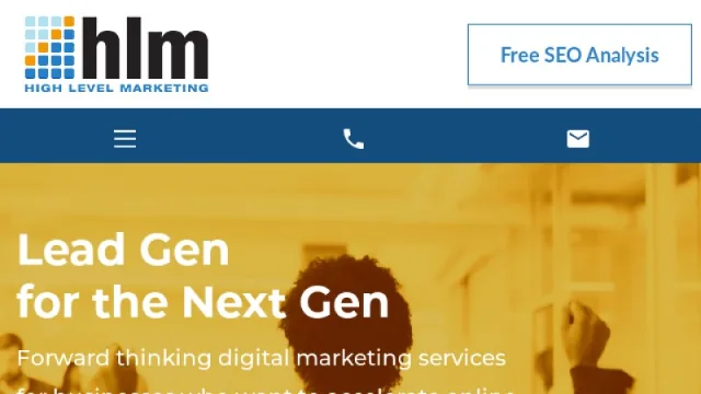 High Level Marketing website screenshot